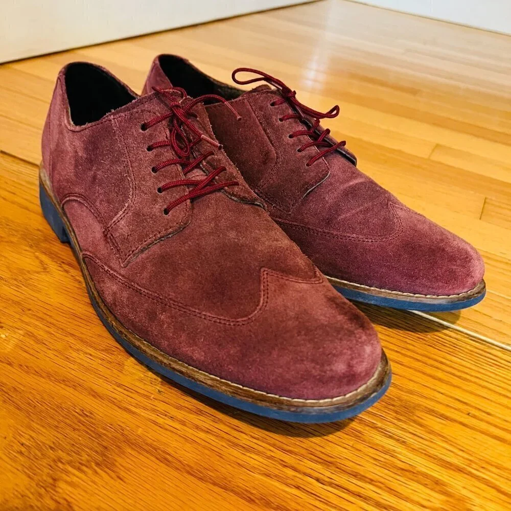 Cole Haan Men's Burgundy Suede Oxford Lace Up Dress Shoes Size 9.5
